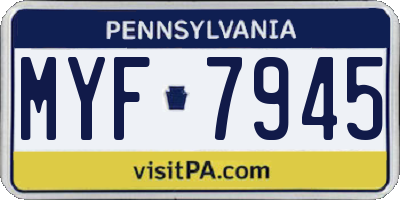 PA license plate MYF7945