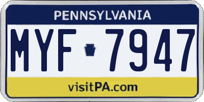 PA license plate MYF7947