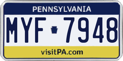 PA license plate MYF7948