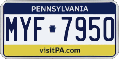 PA license plate MYF7950