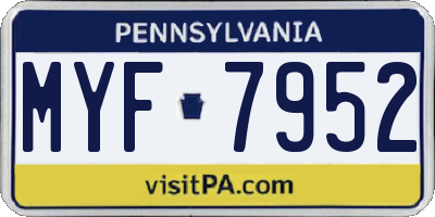 PA license plate MYF7952