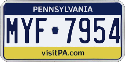 PA license plate MYF7954