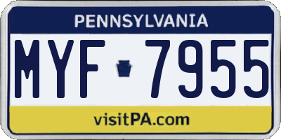 PA license plate MYF7955