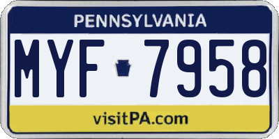 PA license plate MYF7958