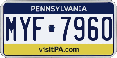 PA license plate MYF7960