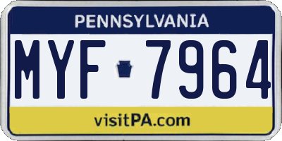 PA license plate MYF7964