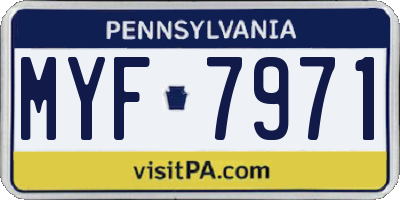 PA license plate MYF7971
