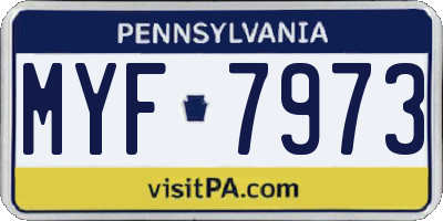 PA license plate MYF7973