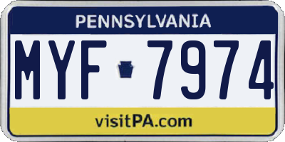 PA license plate MYF7974