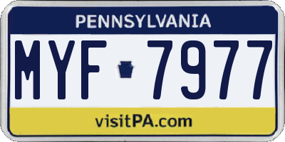 PA license plate MYF7977