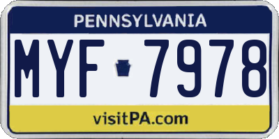 PA license plate MYF7978