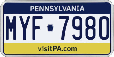 PA license plate MYF7980