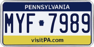 PA license plate MYF7989
