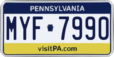 PA license plate MYF7990