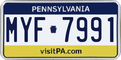 PA license plate MYF7991