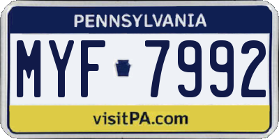 PA license plate MYF7992