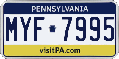 PA license plate MYF7995