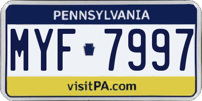 PA license plate MYF7997