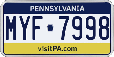 PA license plate MYF7998