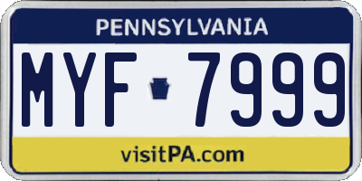 PA license plate MYF7999