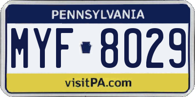 PA license plate MYF8029