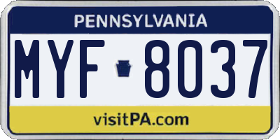 PA license plate MYF8037