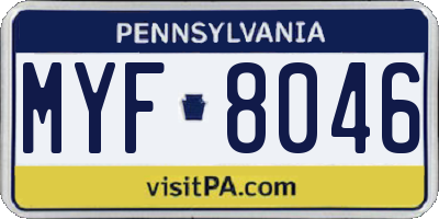 PA license plate MYF8046