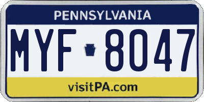 PA license plate MYF8047