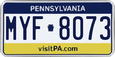PA license plate MYF8073