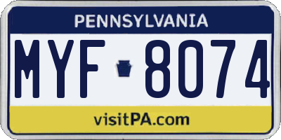 PA license plate MYF8074