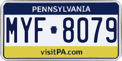 PA license plate MYF8079