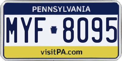 PA license plate MYF8095