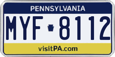 PA license plate MYF8112