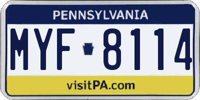 PA license plate MYF8114