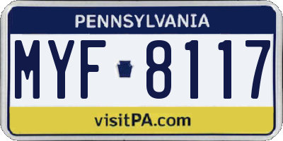 PA license plate MYF8117