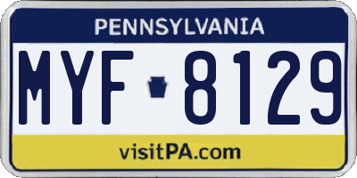 PA license plate MYF8129