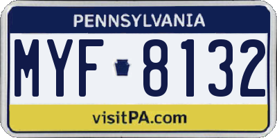 PA license plate MYF8132