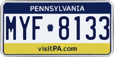 PA license plate MYF8133