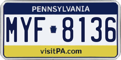 PA license plate MYF8136
