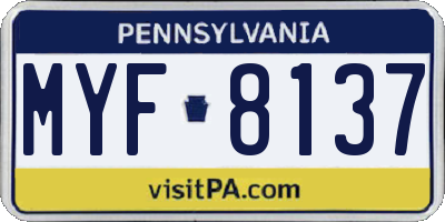 PA license plate MYF8137