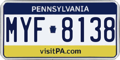 PA license plate MYF8138