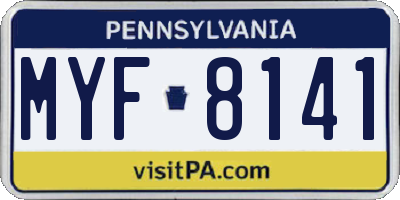 PA license plate MYF8141