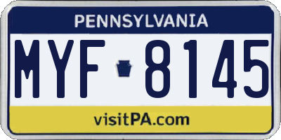 PA license plate MYF8145