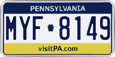 PA license plate MYF8149