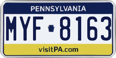 PA license plate MYF8163