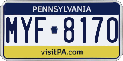 PA license plate MYF8170