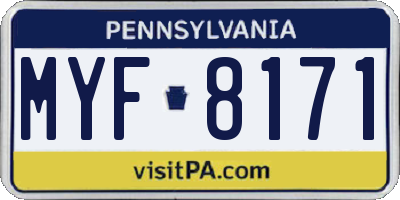PA license plate MYF8171