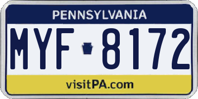 PA license plate MYF8172