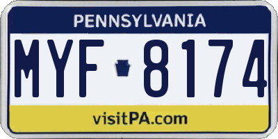 PA license plate MYF8174