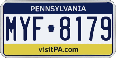 PA license plate MYF8179